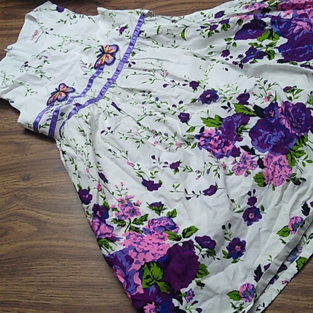 Floral Dress with Purple and Green Accents